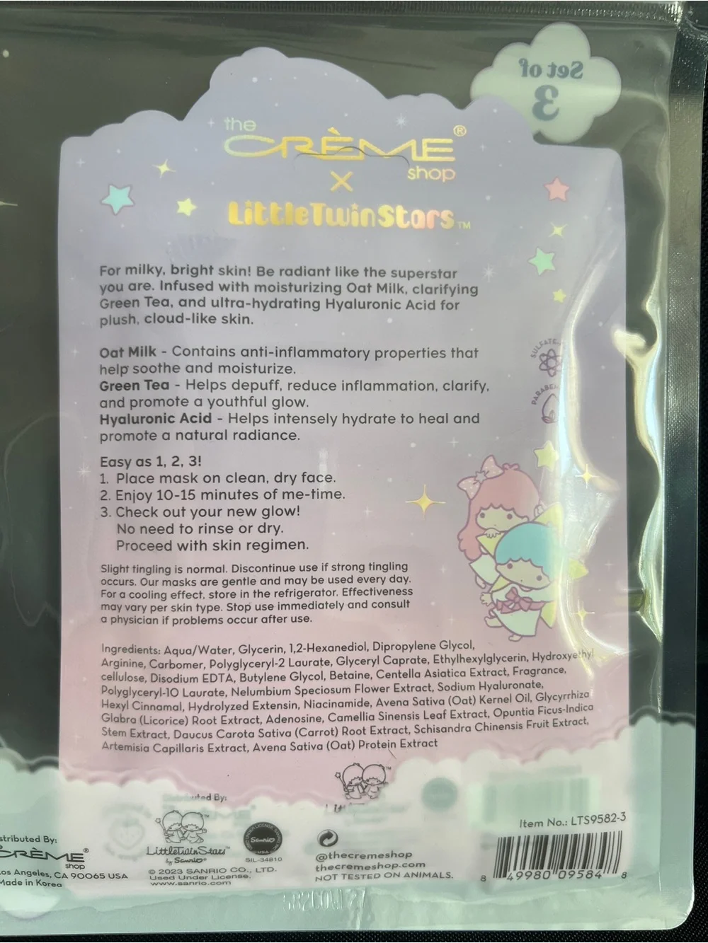CRÈME x LittleTwinStars Milky Star Sheet Mask - Set of 3